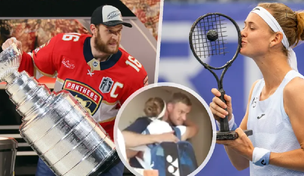 Aleksander Barkov ja hänen puolisonsa Marie Bouzková