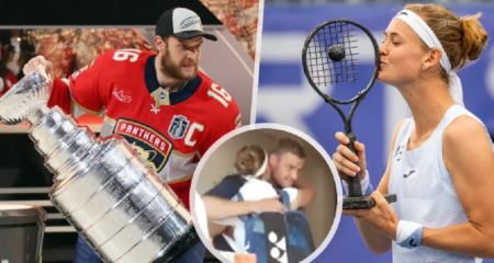 Aleksander Barkov ja hänen puolisonsa Marie Bouzková