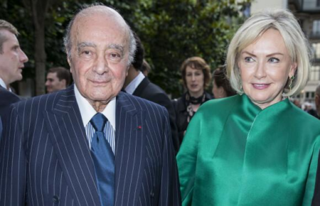 Heini Wathén ja hänen aviomiehensä Mohamed Al-Fayed Pariisissa vuonna 2016.