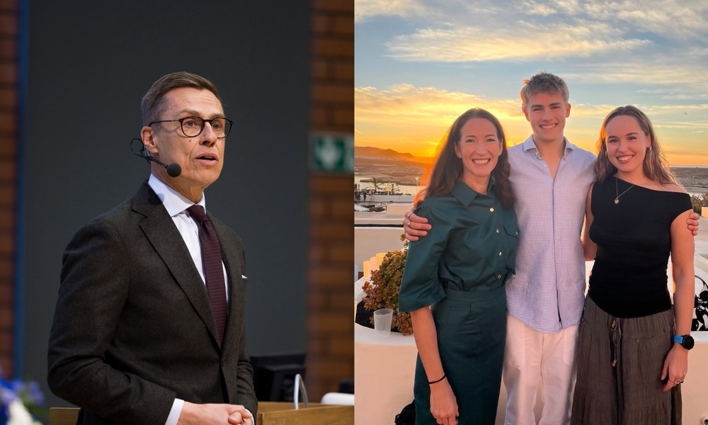 Alexander Stubbin lapset Emilie ja Oliver Stubb yhdessä perheensä kanssa