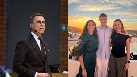 Alexander Stubbin lapset Emilie ja Oliver Stubb yhdessä perheensä kanssa